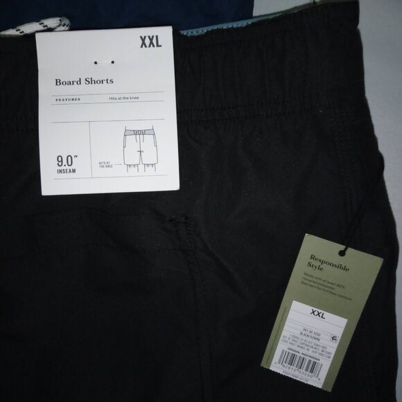 2 Pair Men's Board Shorts  Size XXL   Black  Navy  UPF 50  Goodfellow & Co.  NEW - Picture 2 of 13
